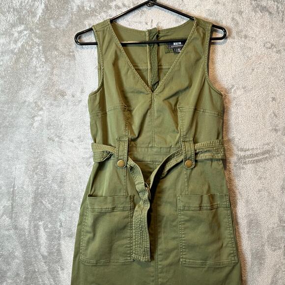 Maeve Utility Cargo Midi‎ Dress Army Green Sz 4 Safari Minimalist Utility Grunge - Picture 2 of 6